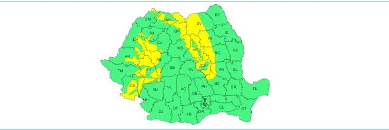 Avertizare ANM! Cod galben de ninsori și viscol în 19 județe din țară