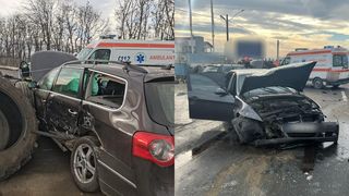 Accident rutier grav în județul Vaslui. O adolescentă de 16 ani, însărcinată, a fost rănită, iar două mașini s-au făcut praf