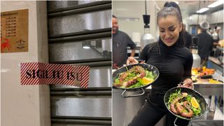 sigiliu isu taverna larisa cu platorui de fructe de mare in mana