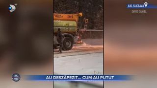 VIDEO - Ne-am dezobișnuit de zăpadă. Drumarii au curățat șoselele cum au putut