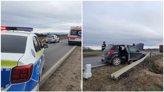 Mașina s-a oprit într-un parapet. Ce au găsit pompierii la fața locului