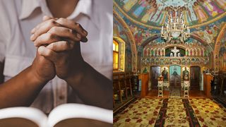 femeie care se roaga biserica ortodoxa