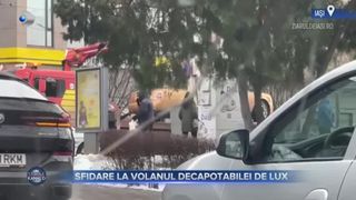 VIDEO- Sfidare la volanul unei decapotabile de lux. Autoturismul a fost ridicat, iar șoferul afacerist s-a ales cu un dosar penal