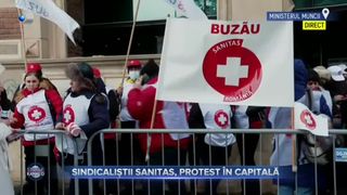 VIDEO- Sindicaliștii Sanitas, protest în Capitală. Oamenii au mai multe nemulțumiri
