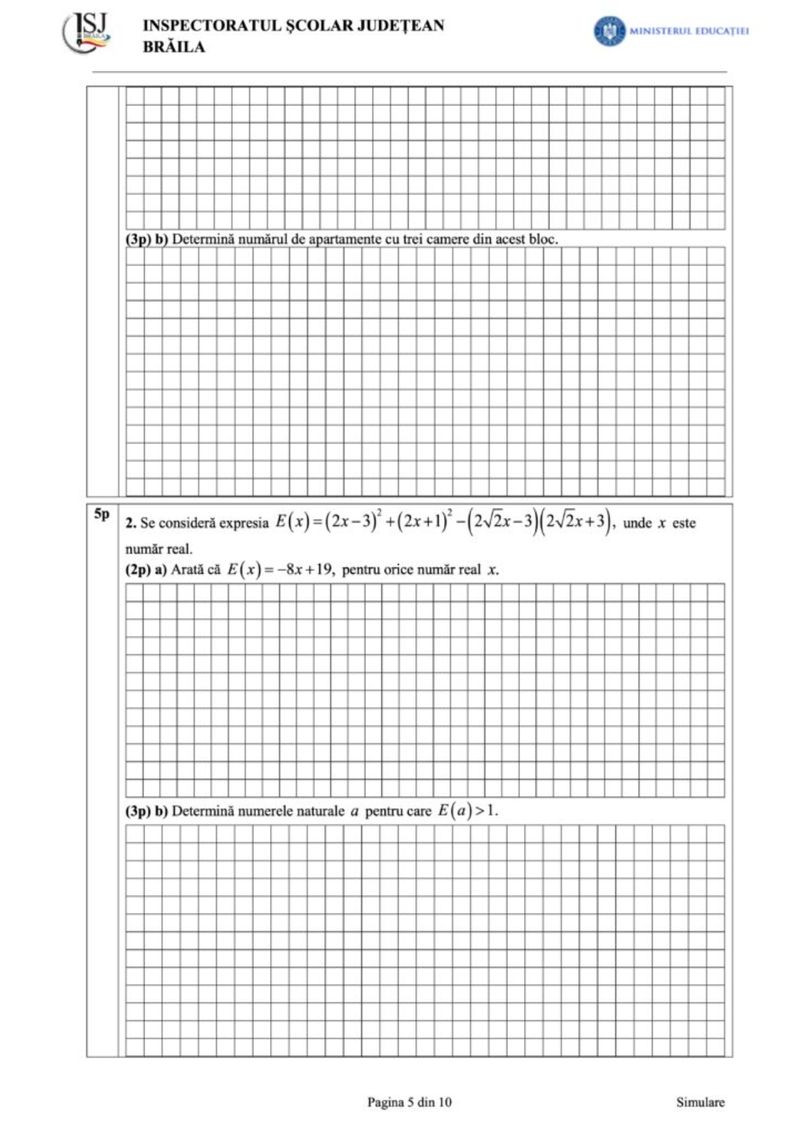 simulare nationala 2024 model subiecte matematica