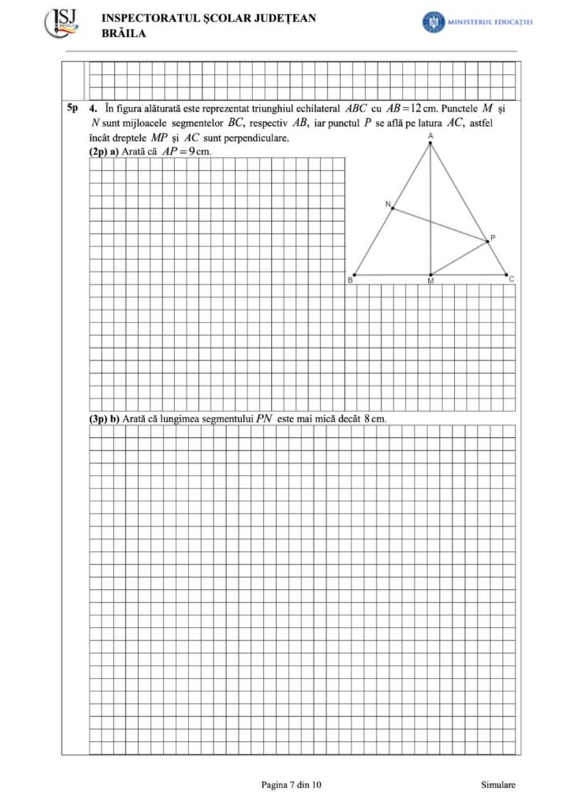 simulare nationala 2024 model subiecte matematica