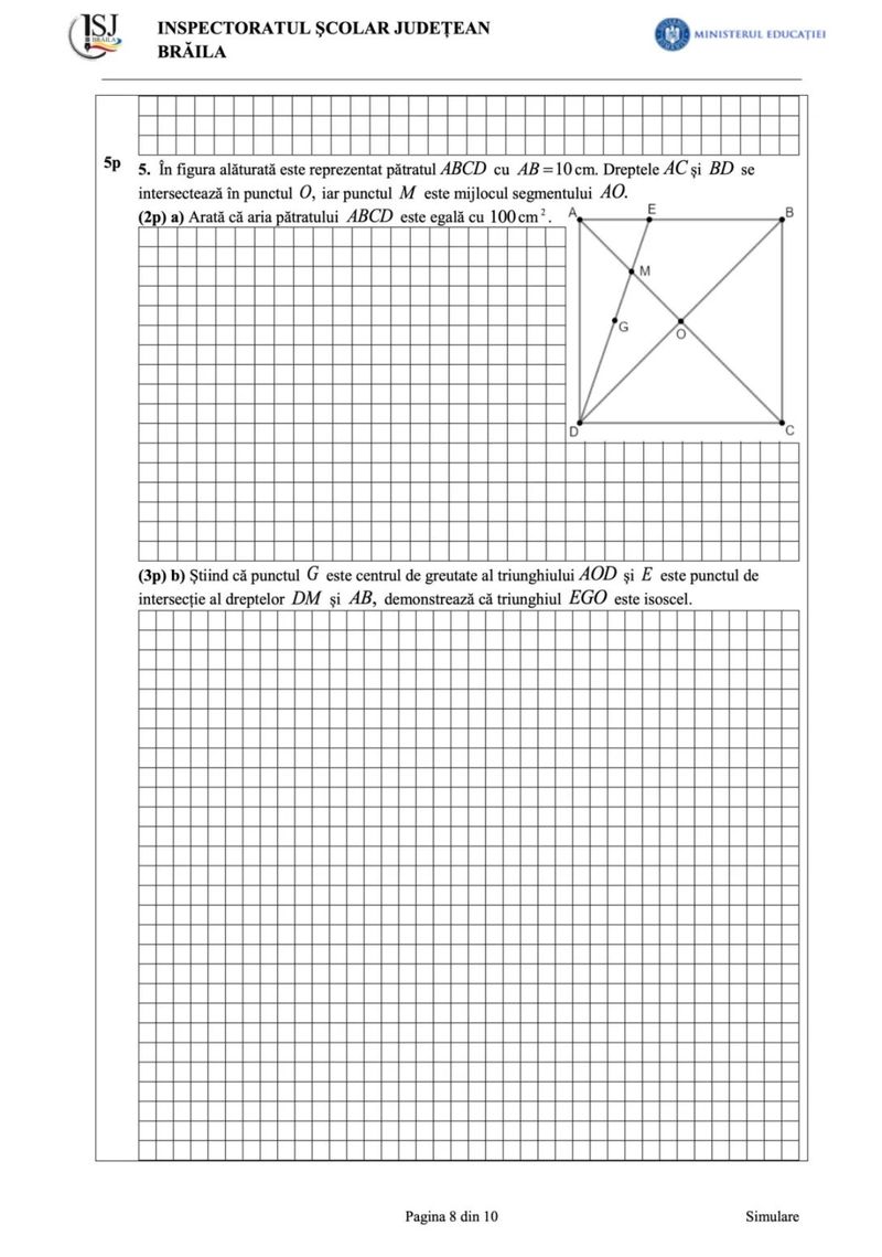 simulare nationala 2024 model subiecte matematica