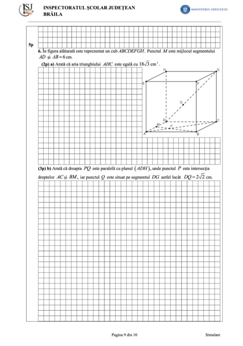 simulare nationala 2024 model subiecte matematica