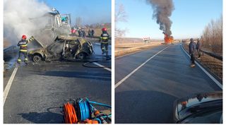 VIDEO - Tragedie în Galați! Doi tineri de 16 și 21 de ani au murit arşi de vii, după ce o maşină a intrat într-un camion