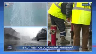 VIDEO- Un hidrant avariat s-a transformat într-o fântână arteziană. Strada cartierului unde s-a produs avaria a fost inundată