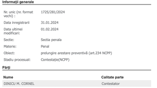 Cornel Dinicu, eliberat din penitenciar și dus în arest la domiciliu.