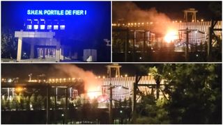 VIDEO- Incendiu puternic la Hidrocentrala Porțile de Fier 1. Pompierii intervin de urgență