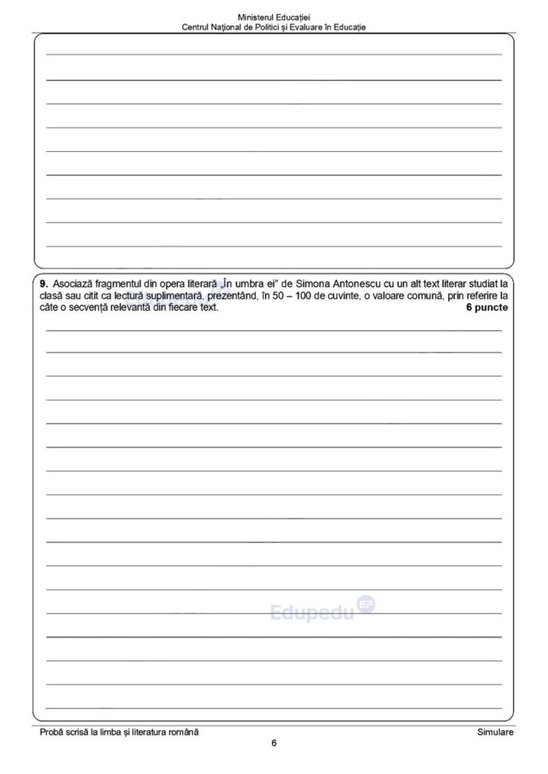 Subiecte simulare Română 2024 Evaluare Națională 