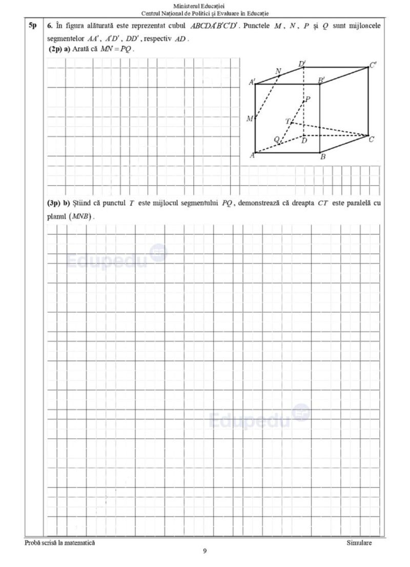 Subiecte matematica simulare evaluare nationala 2024