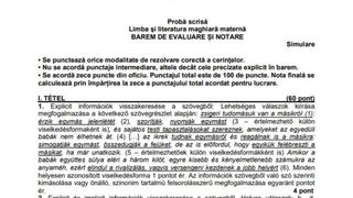 Barem Limba Maternă simulare Evaluare Națională 2024 limba maghiară