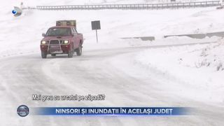 VIDEO- Cod portocaliu de ninsori și cod galben de ploi, în același județ. Vremea rea continuă șă își facă de cap