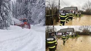 Furtuna Karlotta a făcut ravagii în 13 județe din România: drumurile au fost blocate de zăpezi și unele case au fost inundate