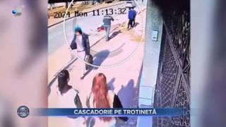 VIDEO - Un bărbat din Lugoj a căzut cu trotineta &icirc;ntr-o groapă cu ciment