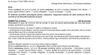 Subiecte Rom&acirc;nă simulare BAC 2024