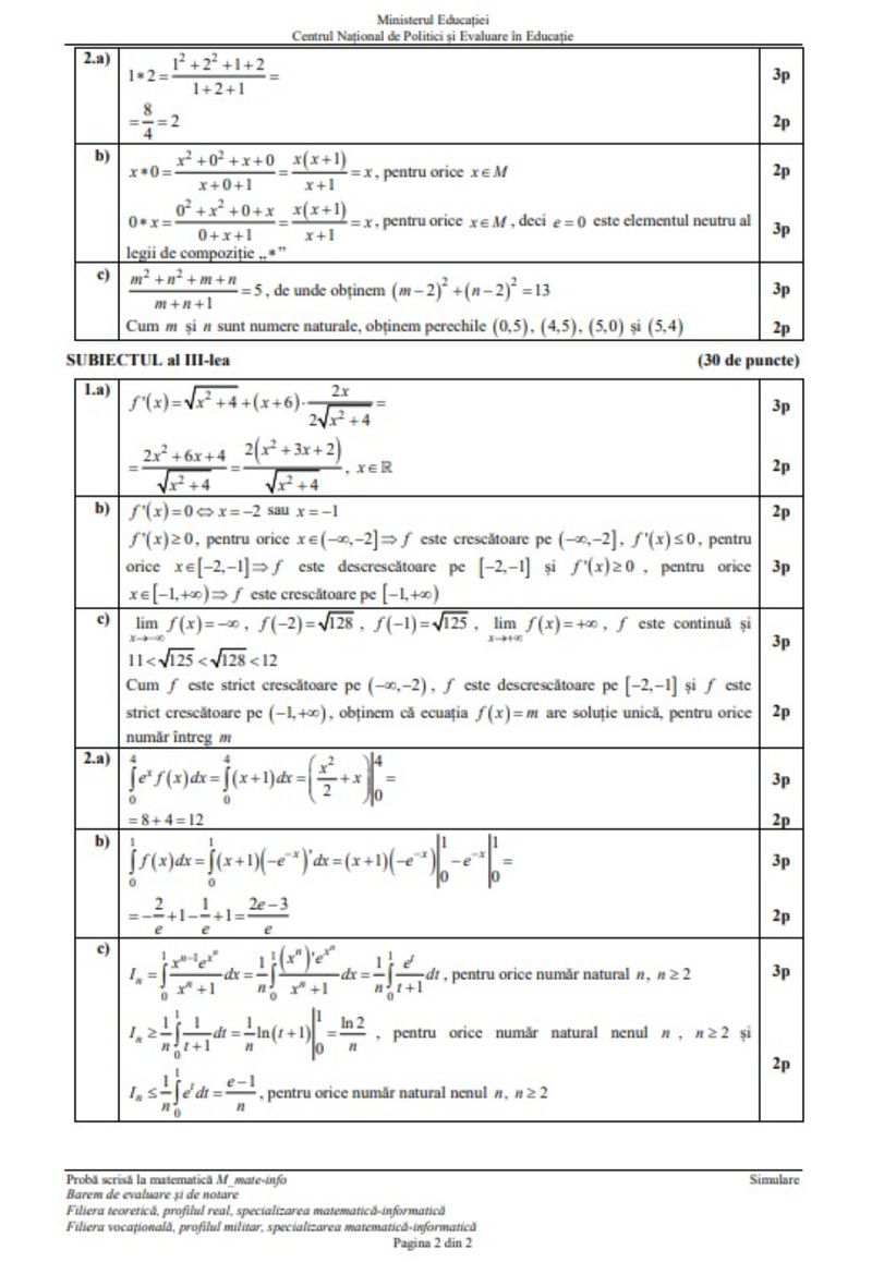 barem matematica simulare bac 2024