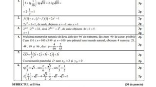 Barem Matematică pentru simulare BAC 2024