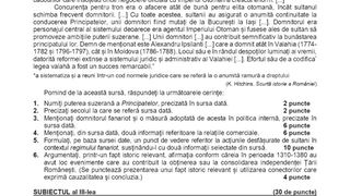 Subiecte Istorie simulare BAC 2024