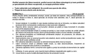 subiecte economie simulare bac 2024