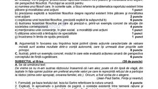 Subiecte Filosofie simulare BAC 2024