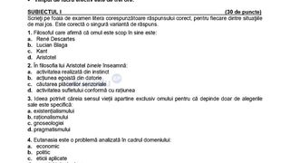 Subiecte Filosofie simulare BAC 2024