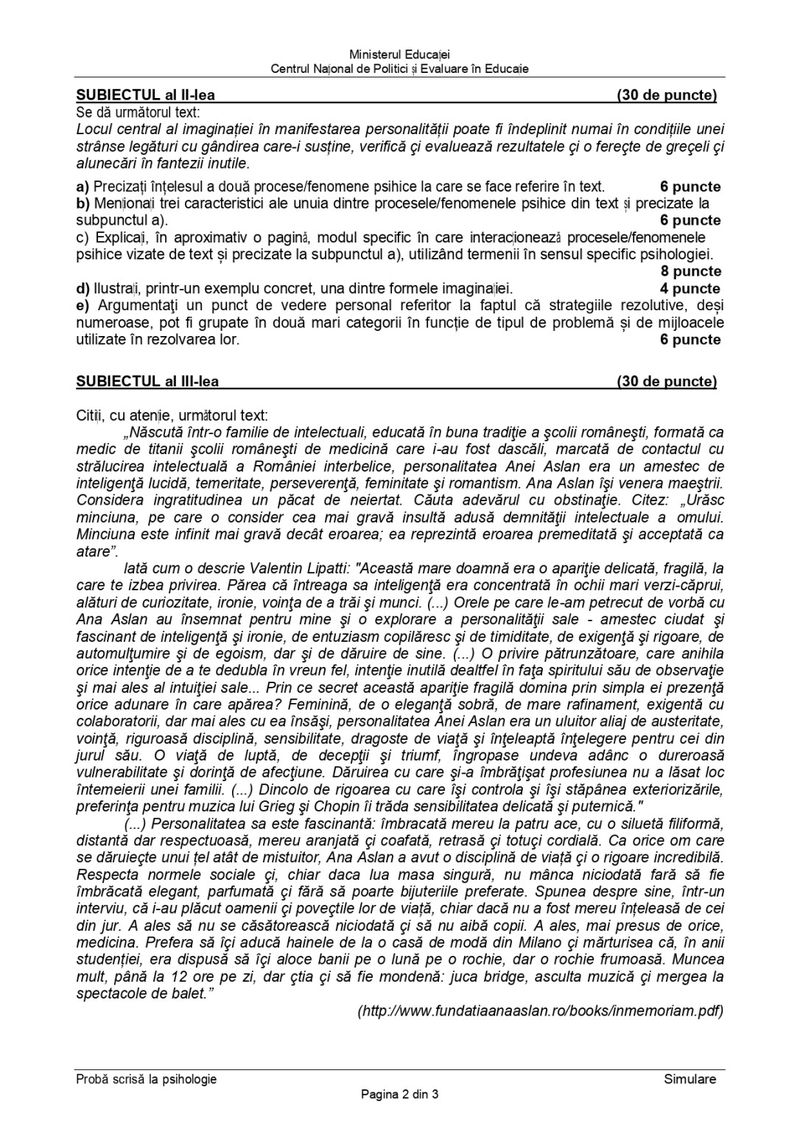 subiecte psihologie simulare bac 2024