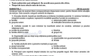 Subiecte Sociologie simulare BAC 2024