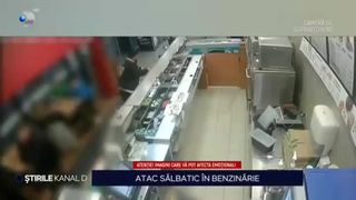 VIDEO- Scene șocante într-o benzinărie din Capitală. Un bărbat a intrat cu toporul în restaurantul imobilului