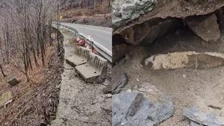 VIDEO - EXCLUSIV- Pericole iminente pe DN 1, &icirc;ntre Predeal și Azuga. Cad bucăți din zidul de susținere al șoselei/ Imagini din zonele afectate