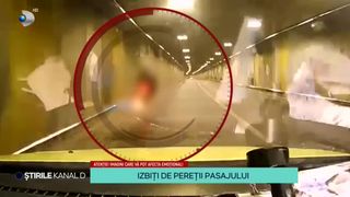 VIDEO-Accident grav în Pasajul Unirii din Capitală. Două persoane aflate pe o motocicletă au ajuns la spital, în urma coliziunii cu peretele pasajului