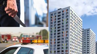 barbat cu cutit in mana politie bloc de aprtamente