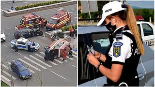 O ambulanță s-a răsturnat în București, pe bulevardul 13 Septembrie. Șapte persoane implicate în accidentul rutier, inclusiv un copil