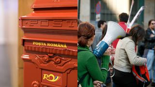 posta romana oameni la protest