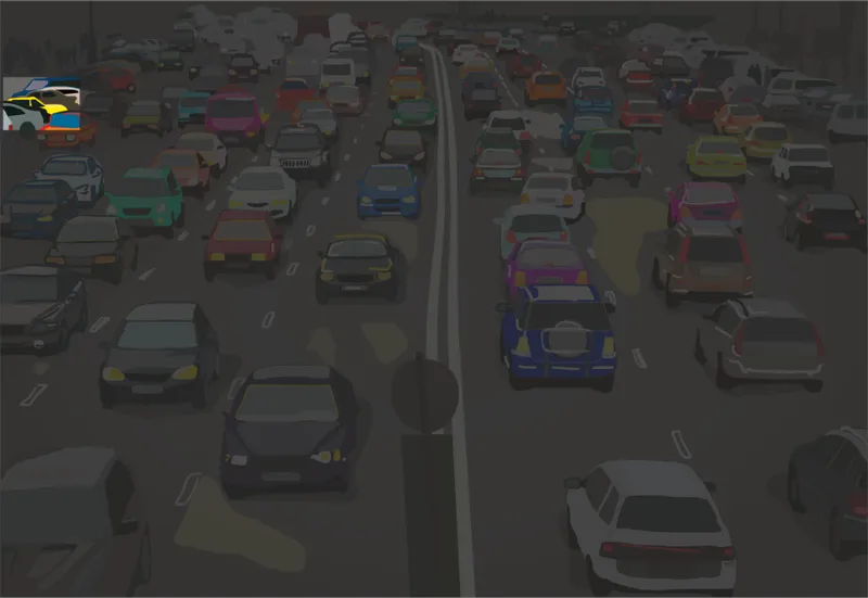 Mașina galbenă, ascunsă în parcare