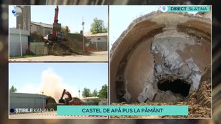 VIDEO - Castel de apă din Slatina, pus la pământ de autorități. Care este motivul acestei decizii?
