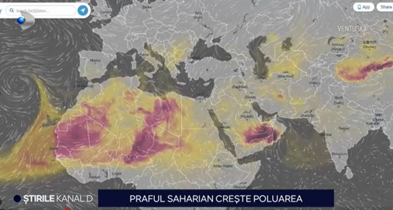 Un ciclon care s-a format în Marea Mediterană a fost responsabil pentru acest fenomen repetat de transport de praf dinspre Sahara spre Europa de Est. 