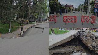 VIDEO: Stare de alertă în județul Prahova! O stradă din Slănic s-a surpat, iar locatarii din blocuri au fost evacuați de urgență