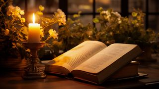 carte cu rugaciuni si lumanare