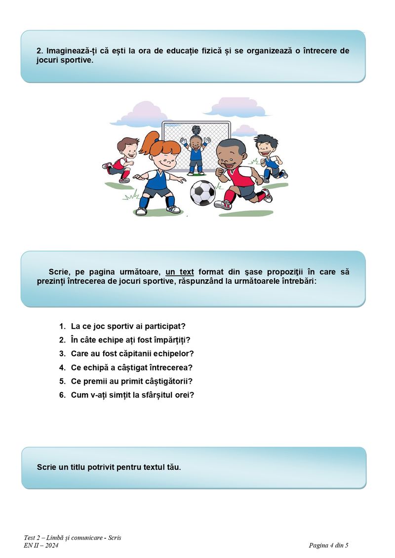 Evaluare Națională 2024 clasa a 2-a pentru Limba Română scris - pag 3