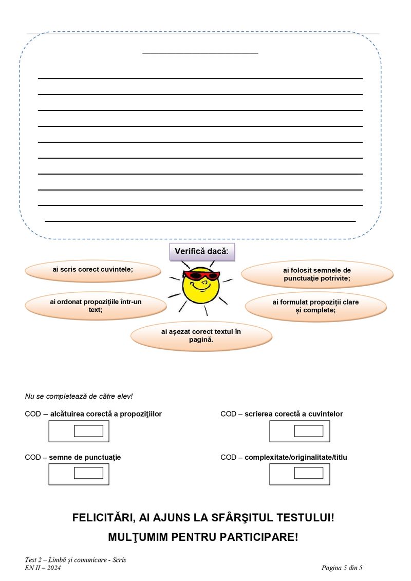 Evaluare Națională 2024 clasa a 2-a pentru Limba Română scris - pag 4