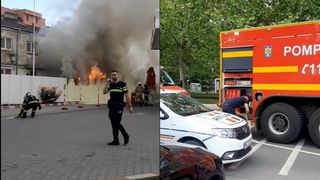Incendiu puternic lângă o benzinărie din Capitală! Pericol de explozie