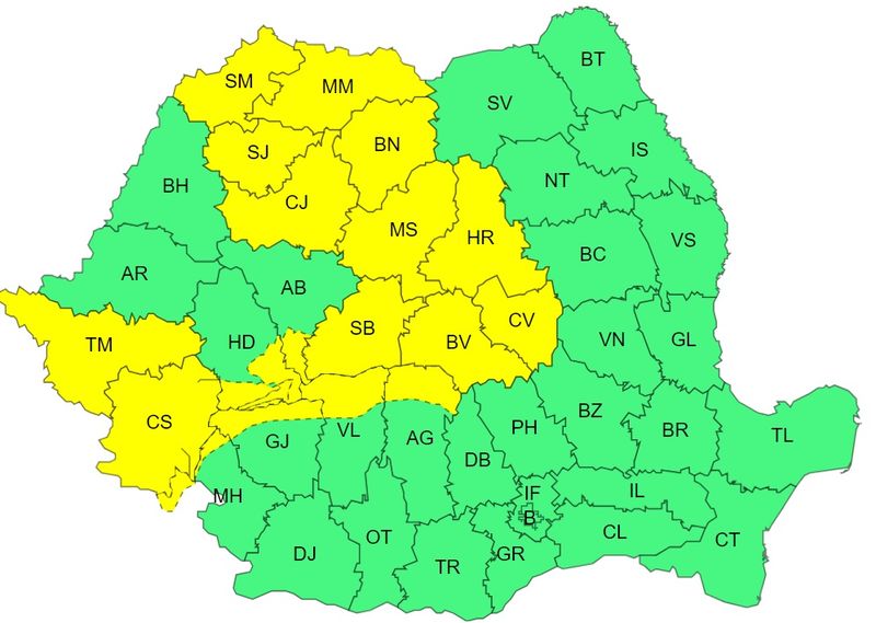  Avertizare COD GALBEN de la ANM pentru vineri, 17 mai - HARTA