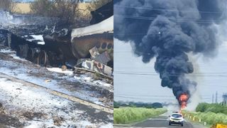VIDEO/UPDATE O cisternă și un autoturism au fost cuprinse de flăcări, în Brăila. Autoritățile au reușit să extragă un șofer/ Conducătorul autoturismul a fost găsit fără suflare