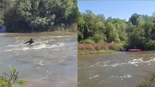 La un pas de o tragedie! Doi adulți și un bebeluș au fost salvați în ultima clipă din apele învolburate ale râului Strei. Intervenție contra cronometru 