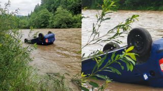 Un autoturism s-a răsturnat în apele Bistriței! În ce stare se află persoanele implicate în accident