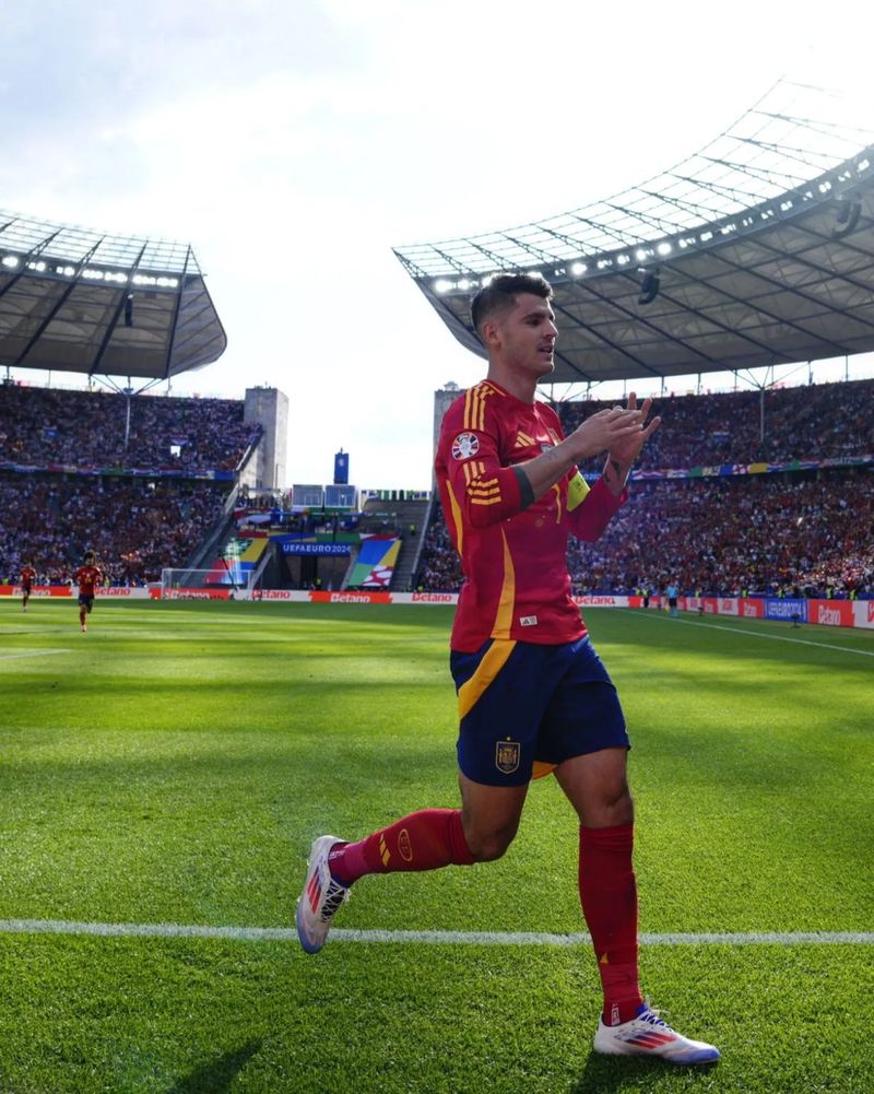 Alvaro Morata a devenit primul jucător care marchează pentru Spania la trei ediţii ale Campionatului European (2016, 2020, 2024).